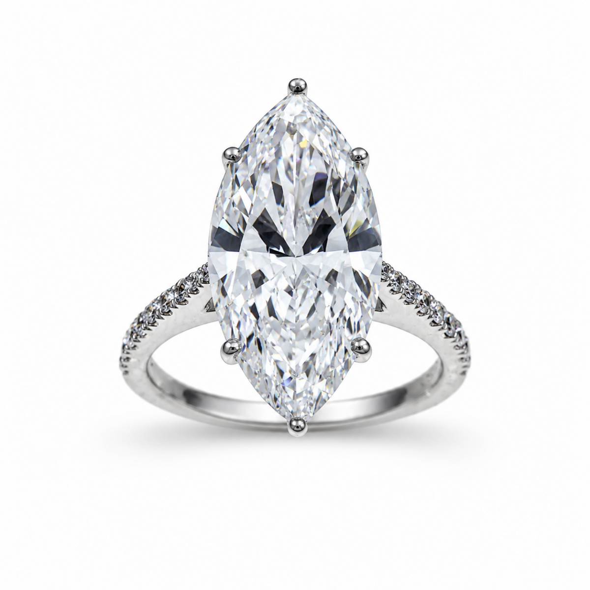 Lab-grown witgouden marquise solitair ring 6.79crt